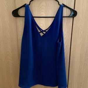 NWOT Express Criss Cross Back Blue Tank Top size XS